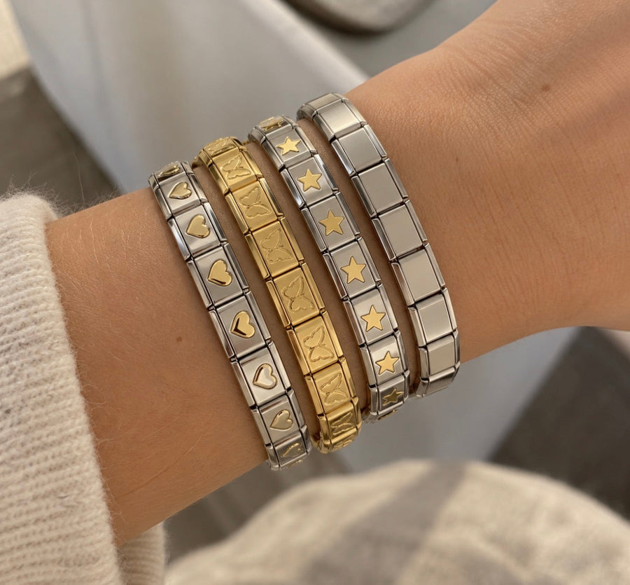 Storilynk silver and gold Italian charm bracelets