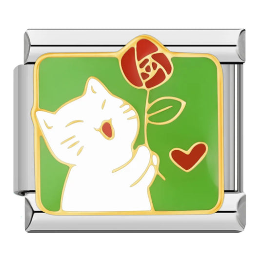 Cat with rose