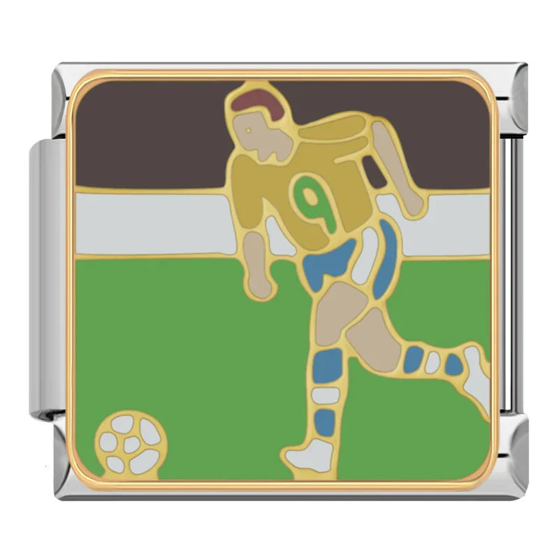 Playing soccer